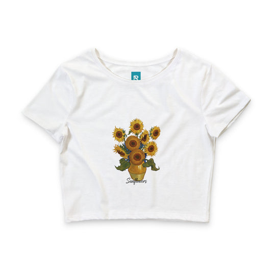 Sunflower Bouquet Crop Tee — Floral Graphic Women’s Crop Top