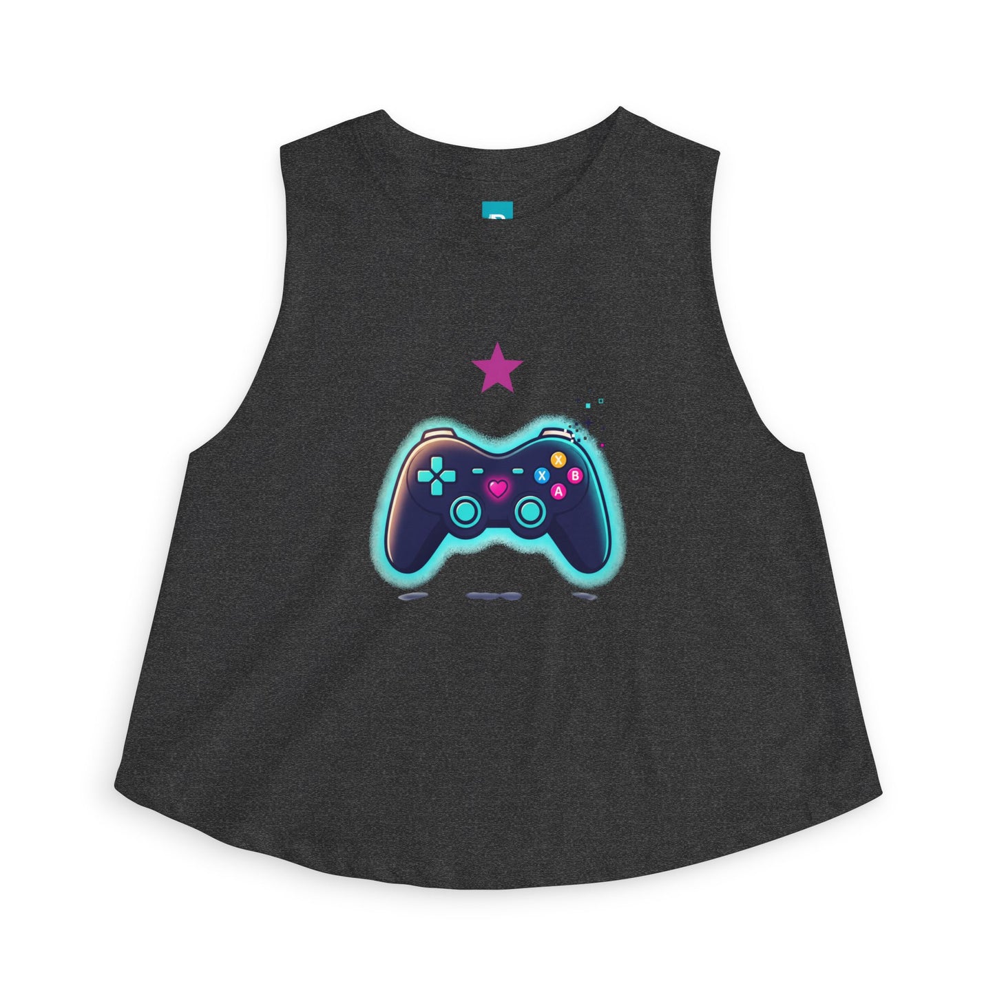 Gamer Controller Crop Top — Neon Retro Video Game Tee for Women