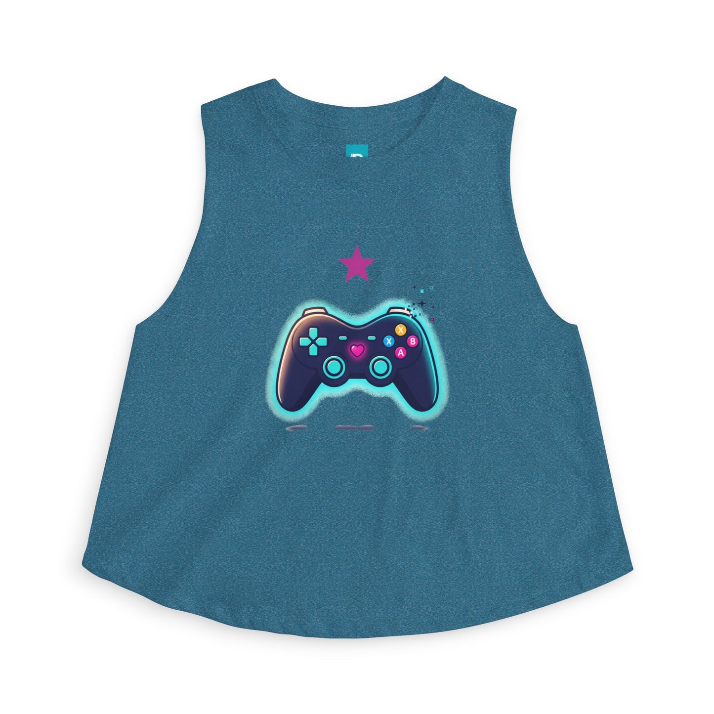 Gamer Controller Crop Top — Neon Retro Video Game Tee for Women