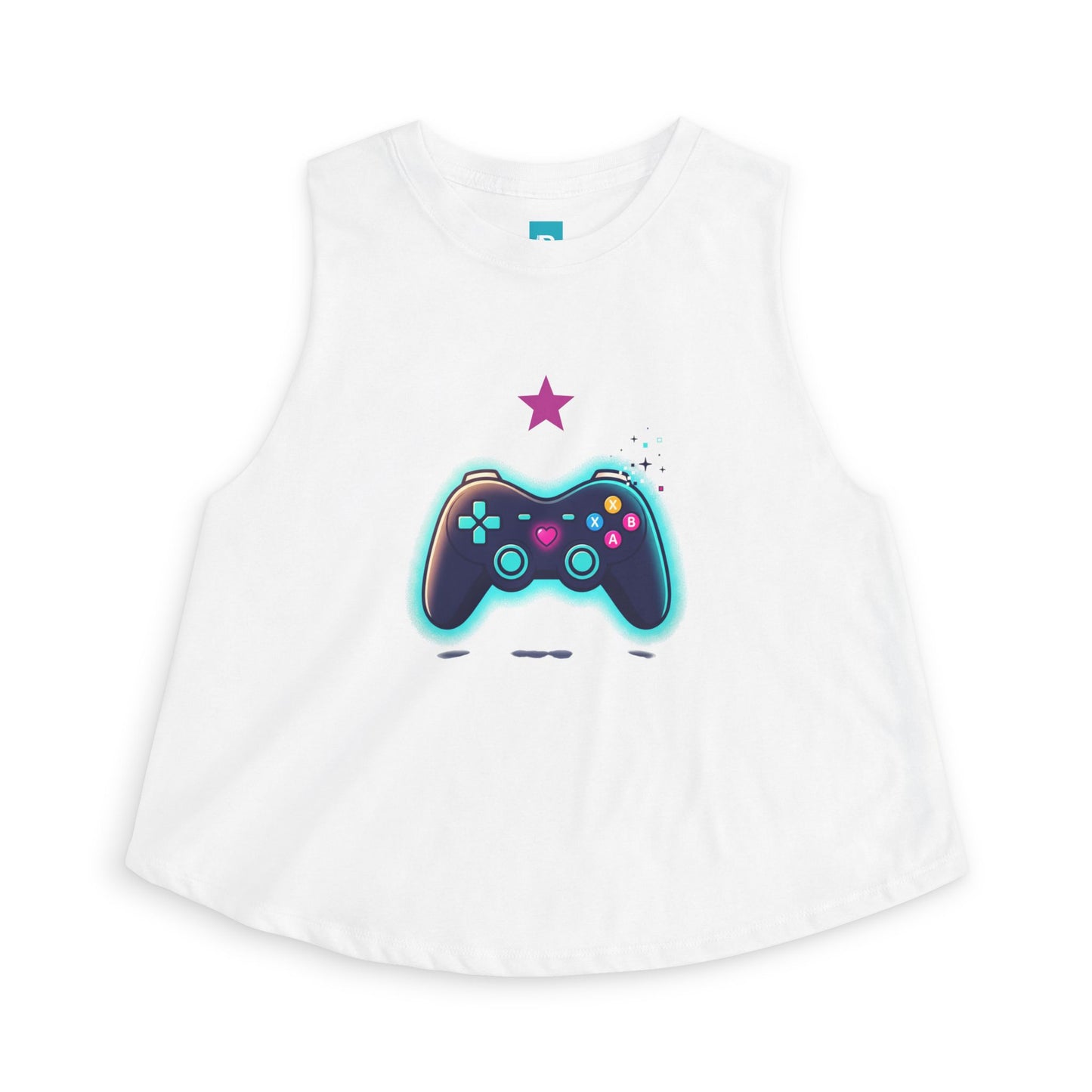 Gamer Controller Crop Top — Neon Retro Video Game Tee for Women